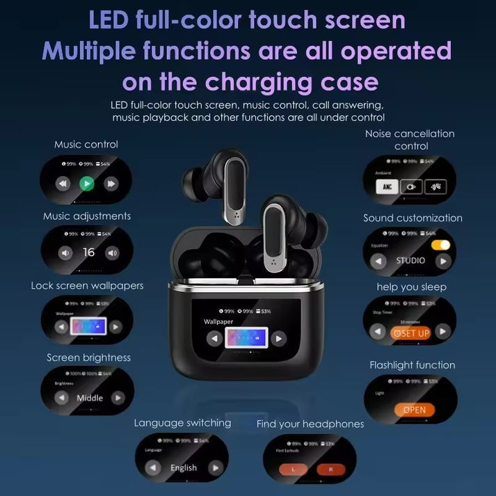 Audífonos Bluetooth Tour Pro 2 Con Pantalla Táctil Negro